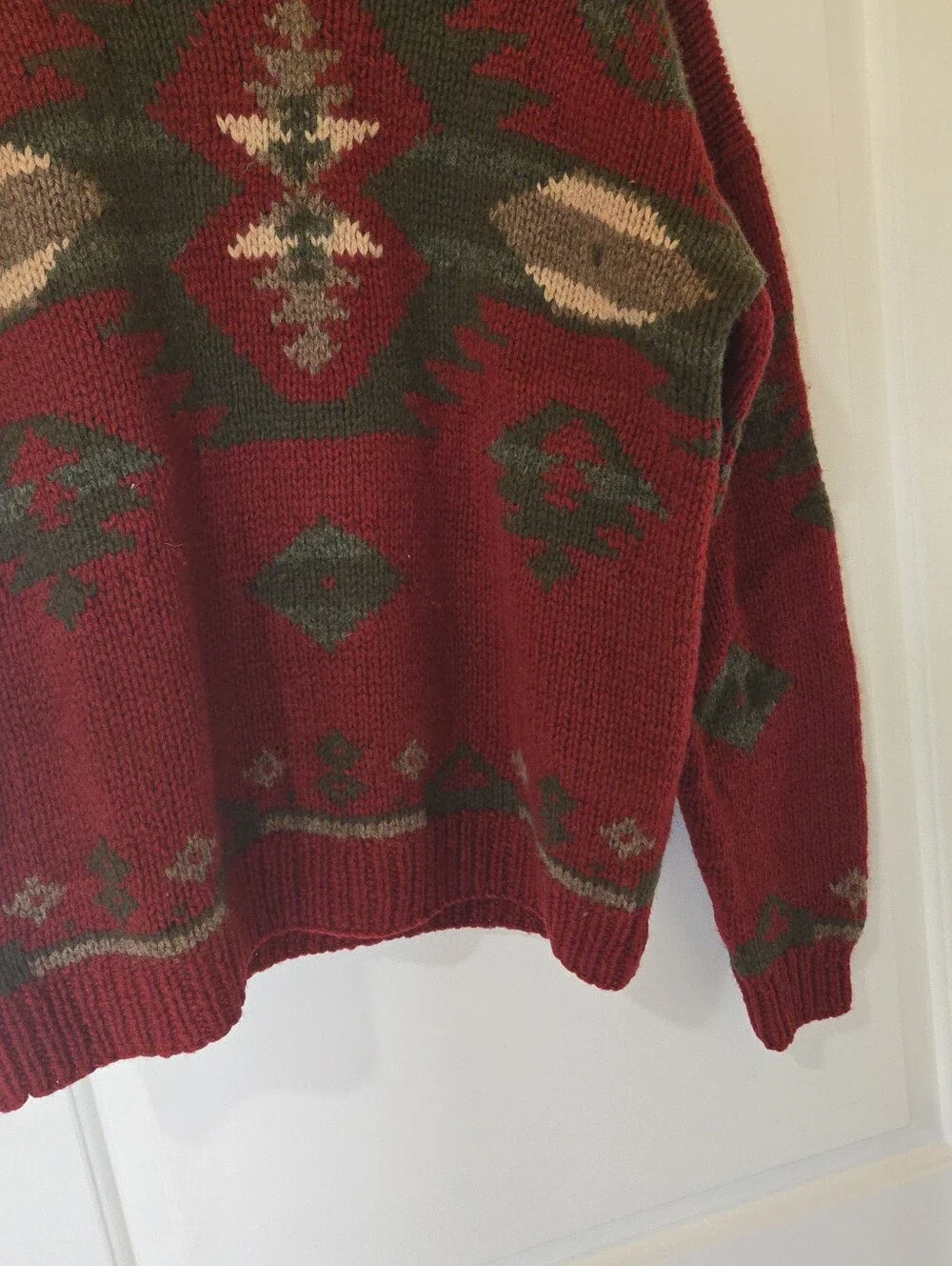 Vintage 90s Eddie Bauer Wool Knit Aztec Southwestern Sweater, SIZE L
